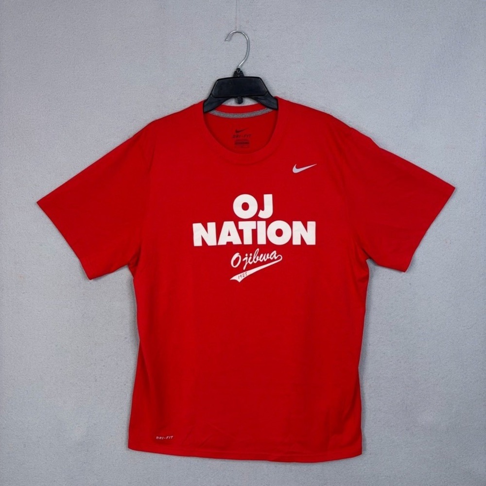 Nike T-Shirt Mens XL Red Graphic OJ Nation Ojibwa Athleisure Sportswear